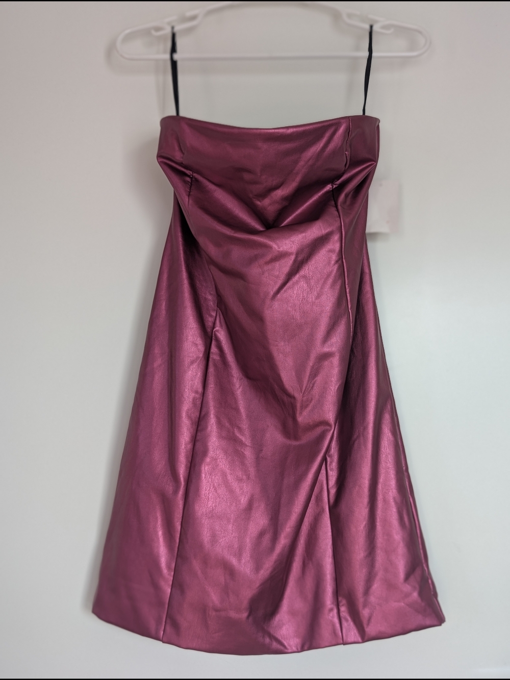 Avec Les Filles Strapless Metallic Plum Evening Dress